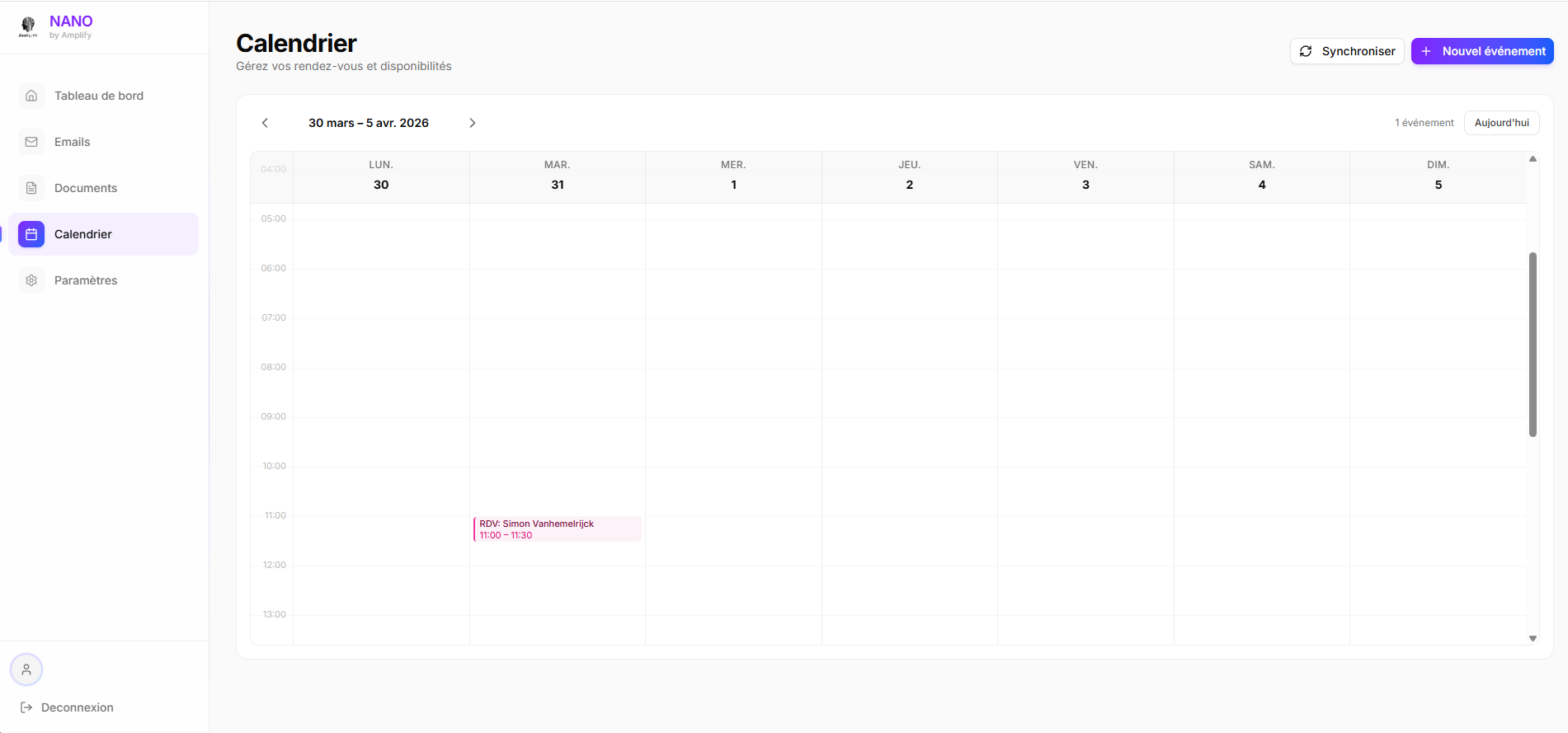Calendrier NANO connecté