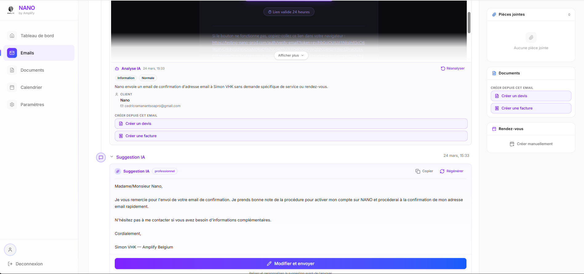 Assistant IA NANO — génération de réponse